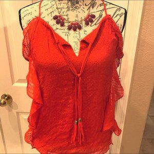 Ella Moss stunning red cami-lined-ruffle sides-XS